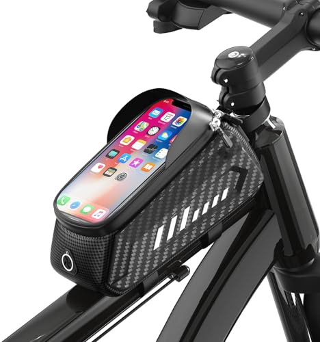 VARUN Bike Frame Bag, Waterproof Bike Phone Holder for Smartphones up to 6.7 inches with Sensitive Touch Screen, Bicycle Handlebar Bag for Mountain, Racing and Electric Bikes