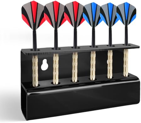 Darts Holder Wall Mounted – Acrylic Dart Rack for 6 Dart – Self-Adhesive or Screw Fixing – Ideal Darts Accessories for Home Game Room Bar – Durable & Easy to Install (Black)