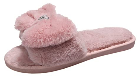 Generisch Zapatillas de estar por casa para mujer, hombre, piel de cordero, de fieltro, zapatillas de invierno, divertidas pantuflas para invitados, Rosa., 41 EU