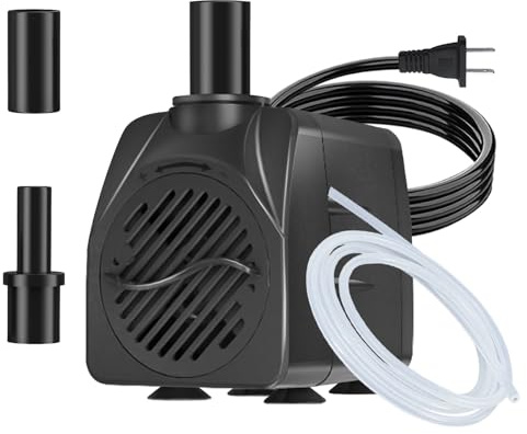 SongLong 160GPH(600L/H) 6ft Power Cord Submersible Pump, Water Pump with 4ft Lift for Fountains, Ponds, Aquariums & Hydroponics.