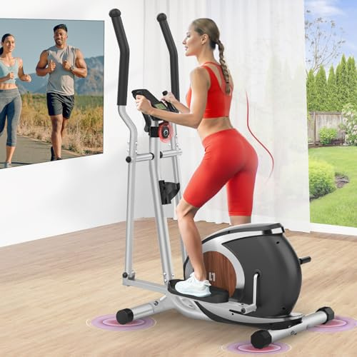 Neezee Cross Trainer with 16 Level Resistance Ultra-Quiet Flywheel for Home | Elliptical Cross Trainer with Pulse Sensors, LCD Display, Magnetic Resistance, Dual Armrests，Space-Saving，120KG Capacity
