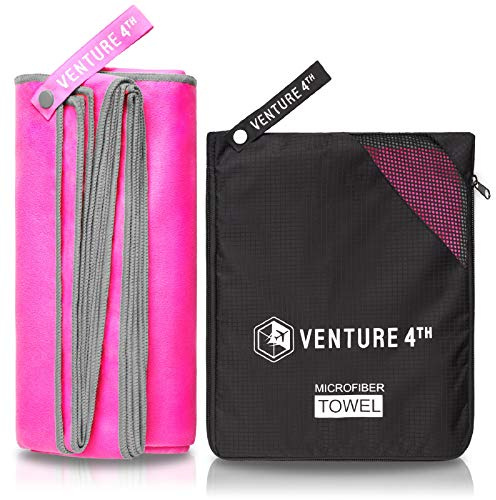 VENTURE 4TH Quick Dry Microfiber Travel Towel - Pink/Gray M