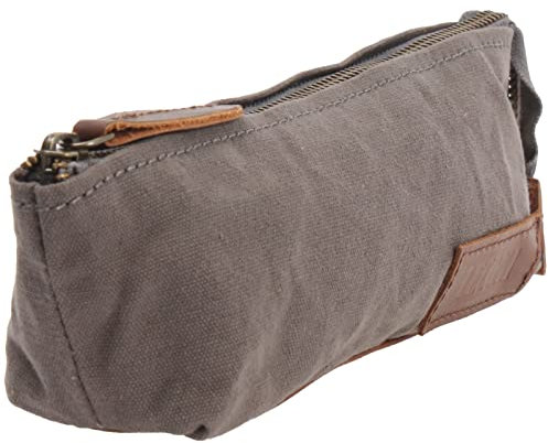 LECONI Stiftemappe Federtasche Mäppchen für Stifte Federmappe Utensilientasche Stifteetui Damen + Herren Canvas Leder 22x8x4cm grau LE9026-C