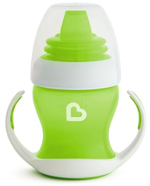 Munchkin Gentle Transition Baby Cup, Babies & Toddlers Sippy Cups with Handles & Lids, BPA Free Non Spill Cup, Dishwasher Safe, Leakproof Silicone Childrens Cups for 4+ Months - 4oz/118ml, Green