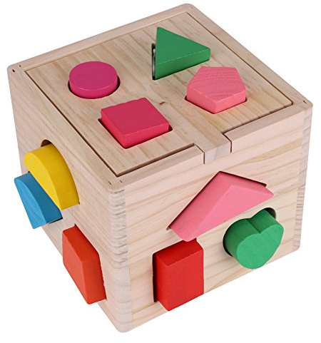 Jeu de Formes géométriques, Bébé intellectuel 13 Trous Bloc Jeu de Construction en Bois d'apprentissage Jouet géométrique pour Enfants Jouet éducatif précoce