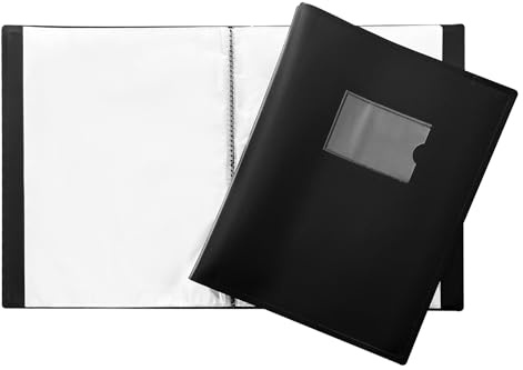 Janrax Raccoglitore per presentazioni, formato A4, copertina flessibile, 150 tasche, colore: nero