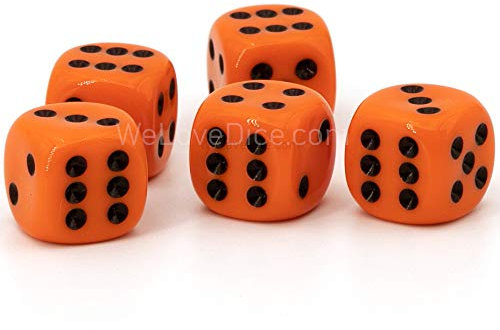 WeLoveBeads 12mm W6 Würfel orange / schwarz - Made in Germany! - 10Stk