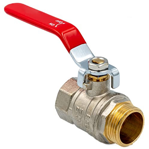 Robinet à boisseau sphérique 3/4 pouce AG-IG - Vanne d'arrêt en laiton nickelé avec joint PTFE – Robinet d'arrêt avec poignée papillon – Convient à l’eau potable