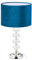 Relaxdays Tischlampe, Samt und Kristall, HxD: 47 x 26 cm, E14-Fassung, Nachttischlampe, indirekte Beleuchtung, blau