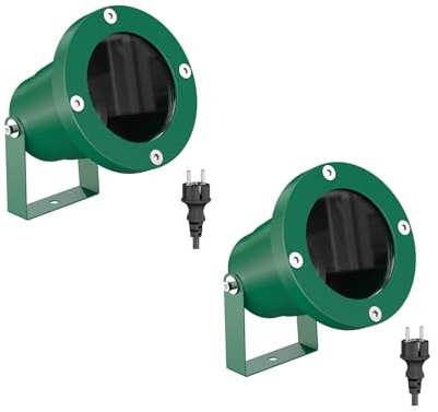ledscom.de 2x faretto da giardino DUK per esterni, IP65, spina, verde, 1x GU10 max. 15W