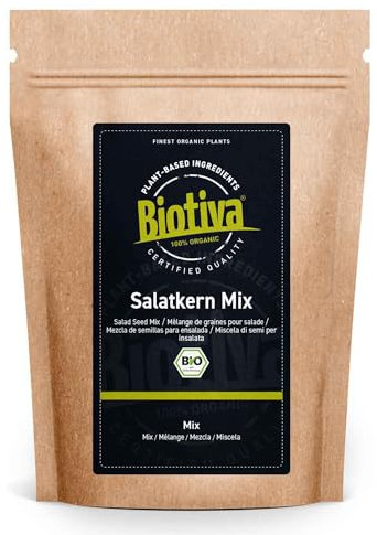 Biotiva mélange de graines pour salade organique 200g - Pignons de pin, graines de tournesol et graines de courge et de culture contrôlée - Conditionné, contrôlé et certifié en Allemagne (DE-ÖKO-005)