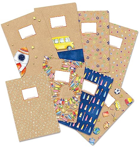 Papierdrachen 8 hochwertige Schnellhefter aus Karton für Kinder | DIN A4 | Motiv Kraftpapier - Schnellhefter aus 350g/m² Karton - Set Nummer 2
