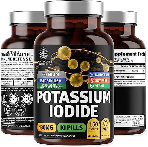 Premium Potassium Iodide Tablets, Natural KI Pills to Support Immunity, 130 mg per Serving, 150 Count