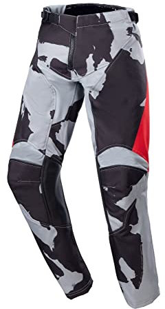 Alpinestars Pantaloni MX Racer TACTICAL per bambini, grigio, rosso, 28 per motocross, enduro