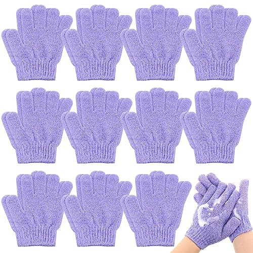 Ramede 30 Pair Exfoliating Gloves Double Sided Nylon Scrubbers, Purple