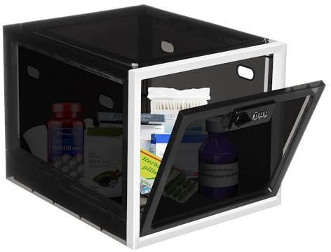 Medicine Lock Box for Safe Medication, Clear Lockable Storage Box for Phone Tablet Office School Home Safety