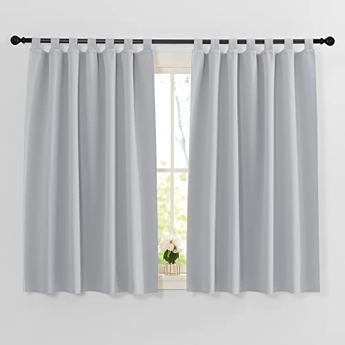PONY DANCE Rideaux Occultant Isolant Thermiques de Fenêtre Décoration Maison Chambre Draperies Anti Froid Chaleur Panneaux Opaque, Gris Argent, L 140 x H 137 cm, 2 Pcs