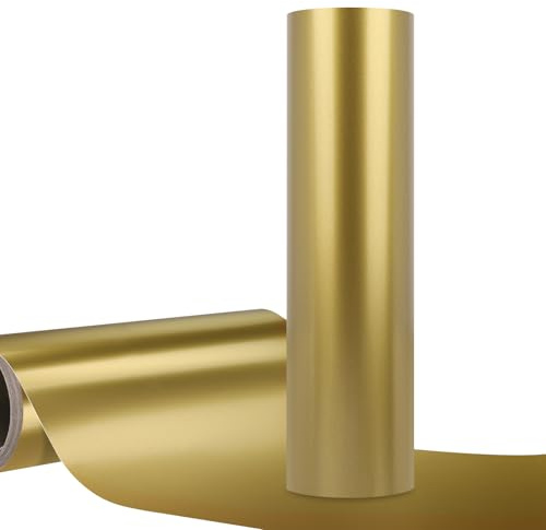 WRAPXPERPT Glossy Gold Vinyl 30.5 x 305cm Permanent self Adhesive Vinyl Roll with Clear PET Backing for Crafting,Home Decor,Personalization