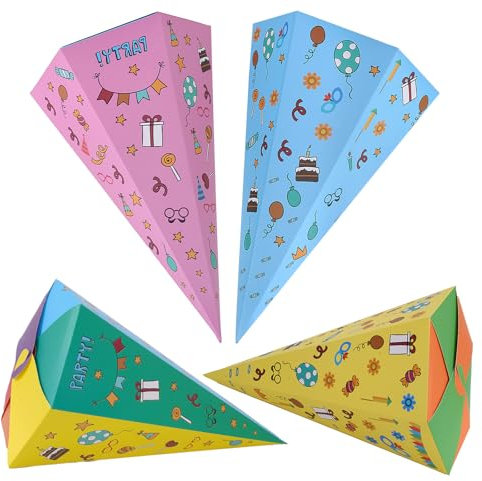 4stk Geschwister Schultüte Faltbare Zuckertüte zum Befullen für die Einschulung,30cm Kleine Schultüten zum Befüllen Einschulung und Schulanfang deko,Geschenkverpackung Zuckertüte Mädchen (Multicolor)