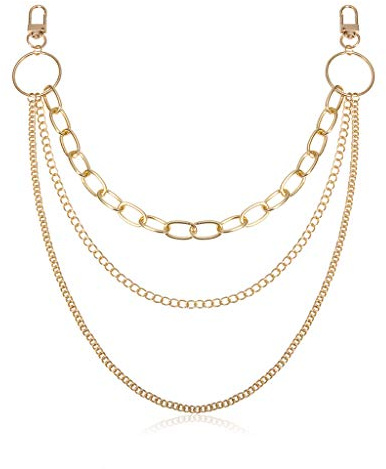 WBANGIAO Multi-Layer Waist Chain Hip Hop Link Pants Chain Hook Trousers Chain Keychain Jewelry Decor for Girl.Gold