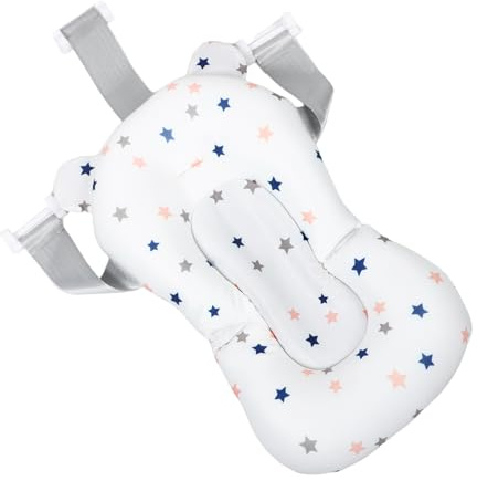 VALICLUD Support de Bain pour Bébé Antidérapant Coussin Flottant Réglable en Tissu Coton-élasthanne et Filet, Matelas de Bain Respirant pour Bassin
