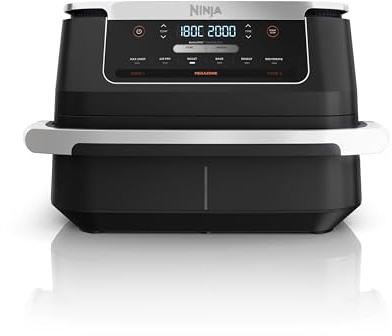 Ninja FlexDrawer Friteuse sans huile, Petite friteuse à air, double bac, compartiment 6,6L, appareil de cuisine multifonction 6-en-1, modes Air Fry/Roast/Bake, compatible lave-vaisselle, noir AF550EU