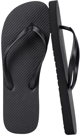 Unisex Slim Flip Flops,Women Ultra Lightweight Basic Thongs Rubber Soft Slide Slip-on Shoes Shower Slippers Flat Sandals (Black, Adult, Women, 4, Numeric Range, UK Footwear Size System, 5, Medium)