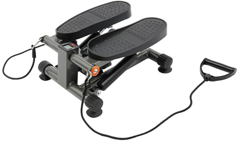 MIIWWOWO Mini Hydraulic Stepper Machine with LCD Digital Display - 120 kg/265 lbs Capacity - Multifunctional Mini Stepper with Resistance Bands for Home Fitness 33.5 x 41.5 x 19 cm