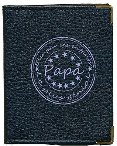 Pochette Etui Porte Cartes bancaire, Credit, fidélité, Noir - pour 24 Cartes Elu par Ses Enfants Papa Genial Fete des Peres