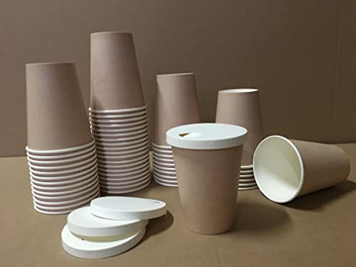 Ggroup 100 Bicchieri Carta Grandi per Caffe' Americano Cappuccino O Te con Coperchio Coffee TO Go 340 ML 12 oz Tazze Ideali per Caffe da ASPORTO E Bevande Calde