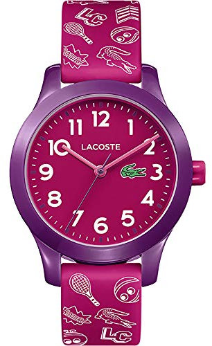 Lacoste Analog Quarzuhr für Kinder Kollektion LACOSTE.12.12 Kids mit Pinkes Silikonarmband - 2030012