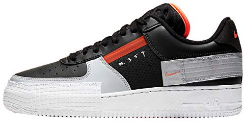 Nike Herren Af1-Type Laufschuh, Negro/Hyper Crimson/Gris Lobo/Blanco