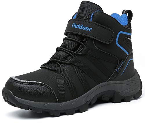 ZYLDK Kids Walking Hiking Boots Lightweigh Winter Warm Snow Non-Slip Outdoor Climbing Shoes,Black,Little Kid 12.5 UK