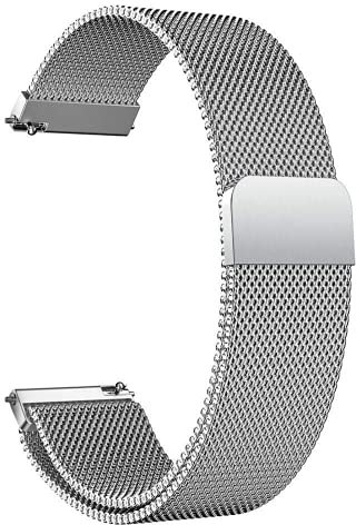 LYYLTX Edelstahl Mesh Uhrenarmband Metall Ersatz Armband Magnetverschluss Smartwatch Schnellverschluss Watch Uhren Ersatzband Für Damen Herren 14mm 16mm18mm 20mm 22mm 24mm (20mm,Silber)