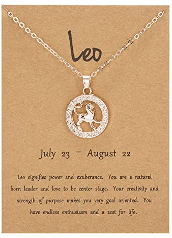 Rose Gold Star Sign Motif Pendant Chain Necklace - Leo (23rd July - 22nd August) - Zodiac Constellation Horoscope Celestial Astrology Jewellery - Women Men Gift