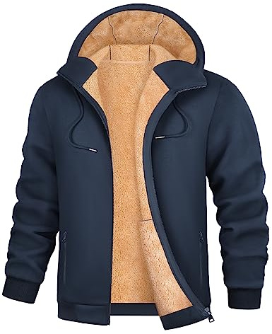 PASUDA Felpa Uomo con Cappuccio Invernale Felpa in Pile con Zip Felpe Giacca Manica Lunga Casual Comoda a Calda Hoodie Cappotto con Tasche Inverno