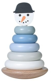 Kindsgut Jeu d’éveil Tour d'empilage Bonhomme de Neige, Enfants en Bois, décoration de Noël pour la Chambre d'enfant
