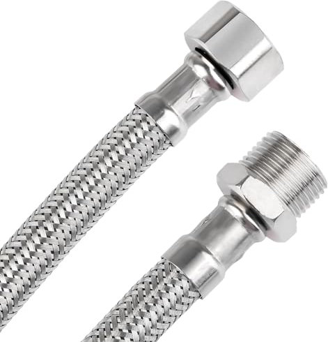 2 Stück Flexschlauch 3/8 Zoll,Panzerschlauch 3/8,Überwurf und Außengewinde,Verbindungsschlauch mit Edelstahlumflechtung,Anschlussschlauch Armaturenschlauch für Wasserhahn Eckventil Spülkasten(15cm)