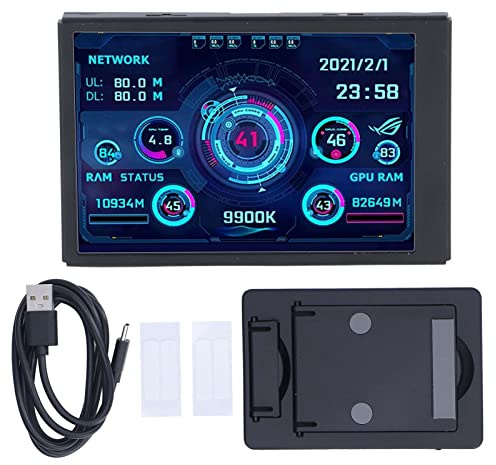 ANKROYU Display, IPS USB Mini Schermo CPU GPU RAM HDD Monitor dati, Schermo secondario computer Tipo C, Monitor dati PC per case del computer PC (Versione Premium)