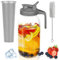 Glass Mason Jar er con Lid de 2 cuartos (64 oz / 2 L) Wide Mouth Leak Proof Water Jug with Filter Lid Cold er for Water/Juice/Milk/Tea/Iced Coffee and Drinks