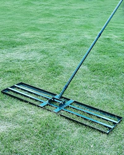 Signstek Rasen Rakel [114x25cm] mit 1.98m Stiel – Robuster Nivellierrechen und Nivellierwerkzeug für präzise Rasenpflege – Vielseitig einsetzbar in Garten, Hof und auf dem Golfplatz
