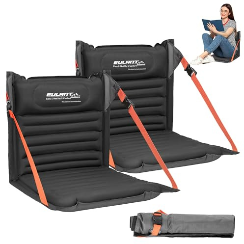 EULANT Coussin de Stade Gonflable avec Dossier, Résistant à l'eau Sièges au Sol avec Dossier, Chaise Plage pour Camping Kayak Randonnée Evénements Sportifs Concerts
