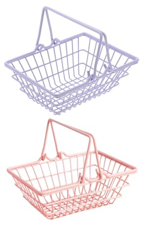 HONITANO 2 st mini metall shoppingkorgar med handtag korgar rollspel och organisering snacks praktisk och robust design för flickor