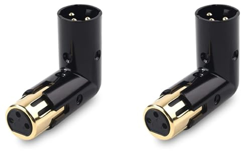 Tumintu 2 Adaptateur d'angle XLR 3 Broches Réglable Mâle à Adaptateur XLR à Angle Droit Adaptateur XLR à 90 Degrés