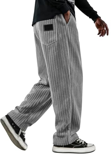 Onsoyours Pantalon Cargo Homme Velours Baggy Chino Cordon de Serrage avec Poches Pants