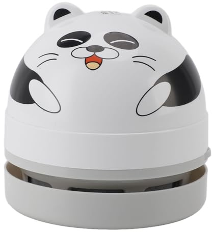 OPPWONG Mini Cute Cartoon Desktop Vakuum Högt Sug Lågt Ljud för äldre Studenter Bärbar Sladdlös (Panda)