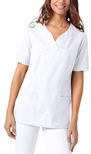 CLINIC DRESS Schlupfkasack Damen Kasack für die Pflege 1/2 Arm Regular Fit Länge ca. 70 cm 50% Baumwolle 95 Grad Wäsche weiß, M