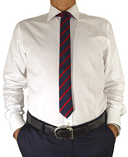 E. MECCI M38 Camicia Uomo 100% Cotone Regular Fit Royal Oxford Bianco Manica Lunga (43)