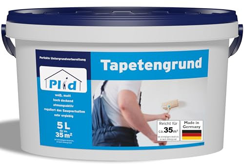 Plid® Tapetengrund Weiß matt [5L] - Ideale Untergrundvorbereitung vor dem Tapezieren - Haftgrund Tiefengrund Grundierung Voranstrich Untergrund für Raufasertapete - Made in Germany
