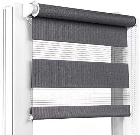 Fenster DEKOR - Rollos für Fenster Dunkelgrau - Klemmfix Rollo ohne Bohren 150 x 90 cm - Doppelrollo mit einer breiten Auswahl an Größen und Farben - Blickdichte Rollos, einfach zu montieren
